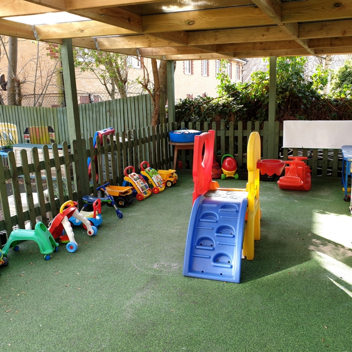 Children can safely play outside in undercover areas, even when it rains.