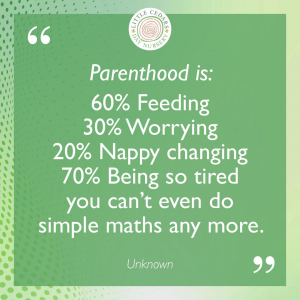 Parenthood is: 60% Feeding, 30% Worrying, 20% Nappy changing, 70% Being so tired you can't even do simple maths any more.