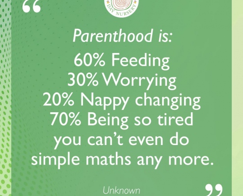 Parenthood is: 60% Feeding, 30% Worrying, 20% Nappy changing, 70% Being so tired you can't even do simple maths any more.