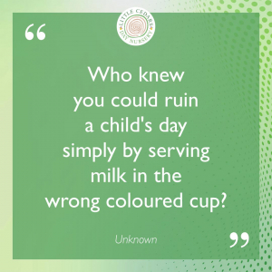 Who knew you could ruin a child's day simply by serving milk in the wrong coloured cup?