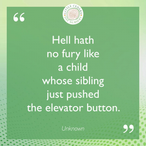 Hell hath no fury like a child whose sibling just pushed the elevator button.