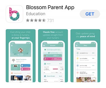 The Blossom Parent App (shown for IOS). Download links are available for IOS and Android later in this article.