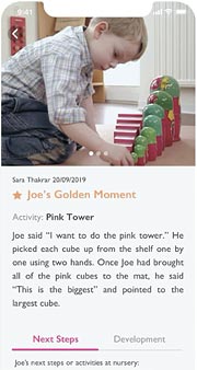 Blossom allows you to see and celebrate your child's achievements, developmental progress and milestones.