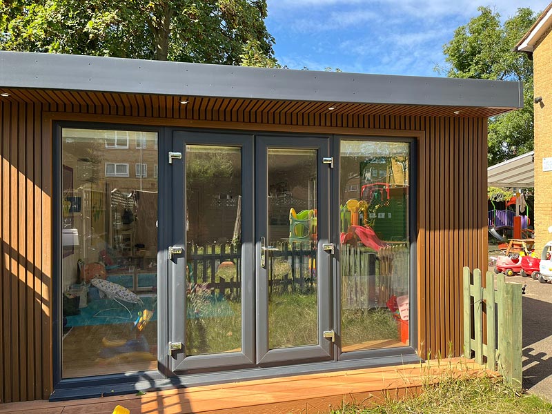 Exterior of the new Caterpillars baby room at Little Cedars Nursery, Streatham. Exterior of the new Caterpillars baby room at Little Cedars Nursery, Streatham.