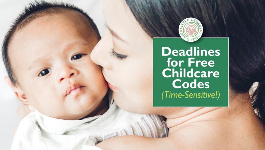 Deadlines for Free Childcare Codes (Time-Sensitive!) Deadlines for Free Childcare Codes (Time-Sensitive!)