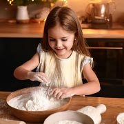 Help your child make their own salt dough with flour, salt, and water.