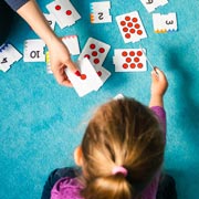 Number 'dot' cards give children a practical example of the number's meaning and help them better understand quantities.