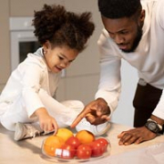 Counting and estimating irregular-shaped items like tomatoes and fruit will be a more advanced challenge for preschoolers.