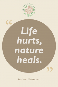 Life hurts, nature heals.