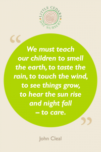 We must teach our children to smell the earth, to taste the rain, to touch the wind, to see things grow, to hear the sun rise and night fall – to care.