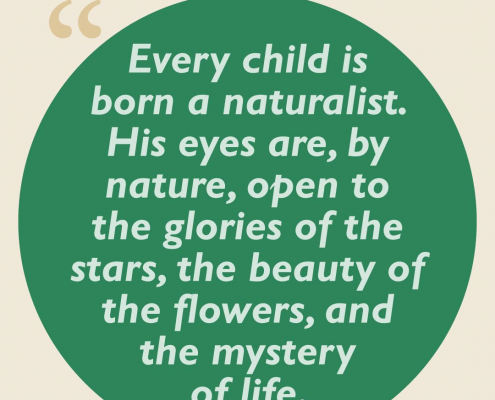 Every child is born a naturalist. His eyes are, by nature, open to the glories of the stars, the beauty of the flowers, and the mystery of life.