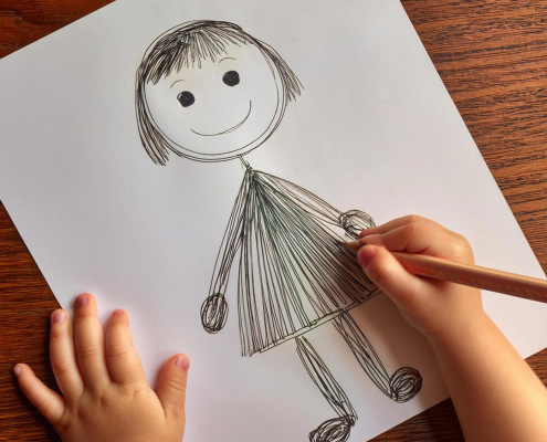 Child's drawing of a girl - original