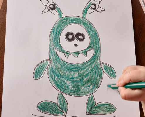 Child's drawing of a robot - original